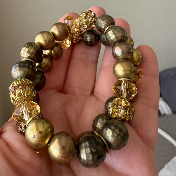 Beaded bracelet in bronze and glass beads - Picture 1 of 3